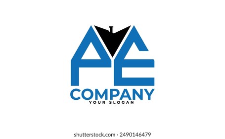
PE letter creative real estate vector logo design.
