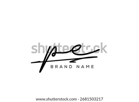 PE letter elegant cursive signature beauty handwriting logo.