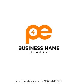 PE letter Energy Design Logo Vector and Stock Images