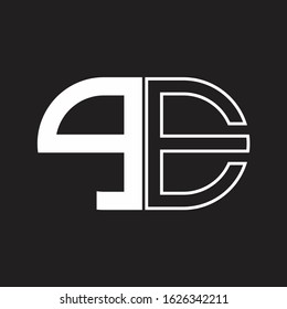 PE Letter logo monogram with oval shape negative space design template