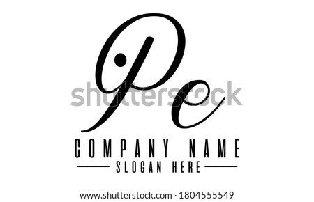 PE letter logo template design vector