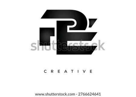 PE Letter Monogram Logo Modern Minimal Creative Black Design