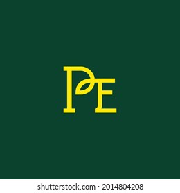 PE-Brief einfache minimale Logo-Symbol Symbol-Design. Vektorgrafik einzeln auf Hintergrund