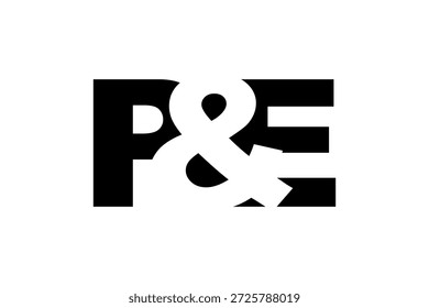 PE logo design in bold style. Black white identity symbol. Modern typography emblem. Corporate branding icon. Minimal business template.