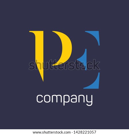 PE logo design. Letters P and E. Monogram logo. Company logo.