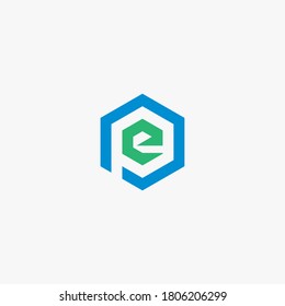 Design des PE-Logos. Vektorgrafik.