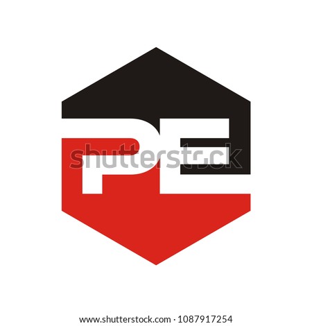 PE logo initial letter design template vector