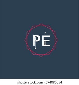 pe logo letter initial, Abstract Polygonal Background Logo, design for Corporate Business Identity,flat icon, Alphabet letter