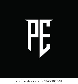 Pe Logo Monogram Emblem Shield Style Stock Vector (Royalty Free ...