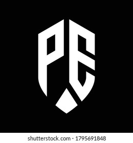pe logo monogram with emblem shield style design template