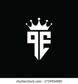 PE logo monogram emblem style with crown shape design template