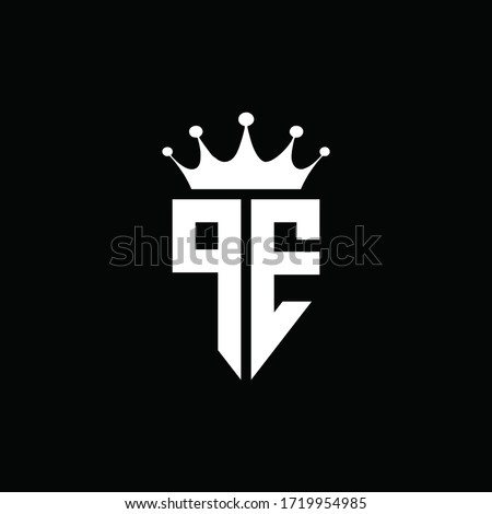 PE logo monogram emblem style with crown shape design template