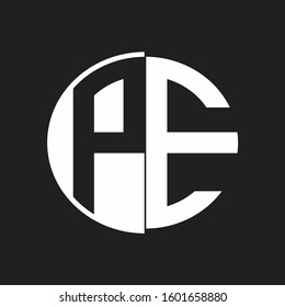 PE Logo monogram with Negative space style design tempate