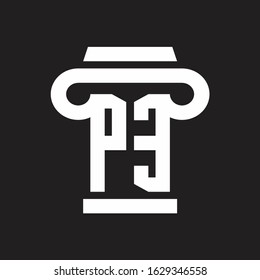 PE Logo monogram with pillar style design template