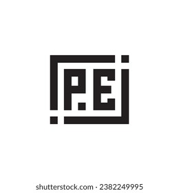 PE minimalist geometric symbol logo in high quality professional design that will print well across any print media