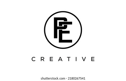 PE monogram. initial letters PE eye-catching Typographic logo design with circle, very creative stylish lettering logo icon for your business and company