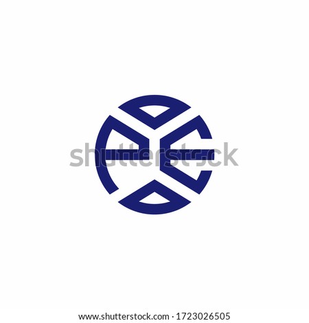 PE monogram logo with abstract shapes in modern style design template