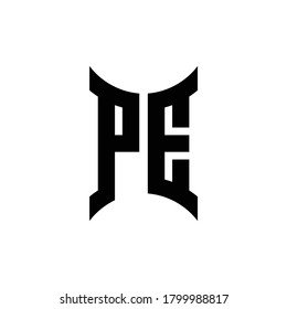 PE monogram logo with curved side design template