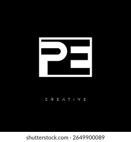 PE Negative Space Monogram – Minimalist Black and White Letter mark Logo for Creative Branding, Fashion Identity and Modern Design Concepts
