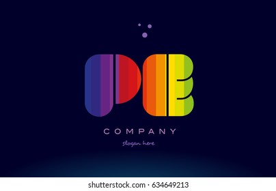 pe p e alphabet letter colorful creative colors text dots creative company logo vector icon design template