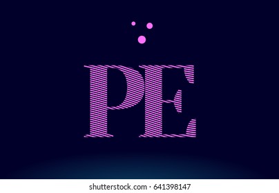 pe p e alphabet letter logo pink line stripes magenta purple blue font creative text dots company vector icon design template