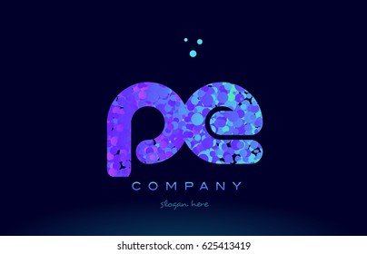 pe p e alphabet pink blue bubble circle dots creative letter company logo vector icon design template