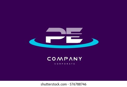 pe p e cyan magenta blue letter combination alphabet vector company logo icon sign design template 