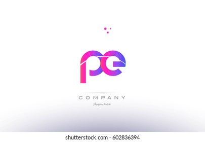 pe p e  pink purple modern creative gradient alphabet company logo design vector icon template