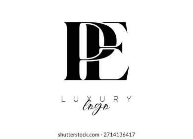 PE Serif Letter Monogram Typography Logo for Elegant Premium Branding Identity