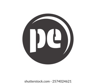 PE sport emblem or team logotype. Ball logo with a combination of Initial letter P and E for balls shop, sports company, training, club badge. Vector illustration.