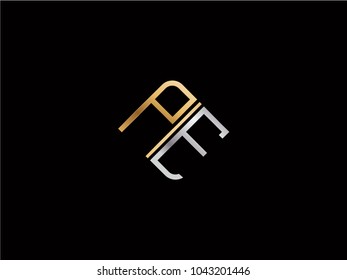 PE square shape Letter logo Design in silver gold color
