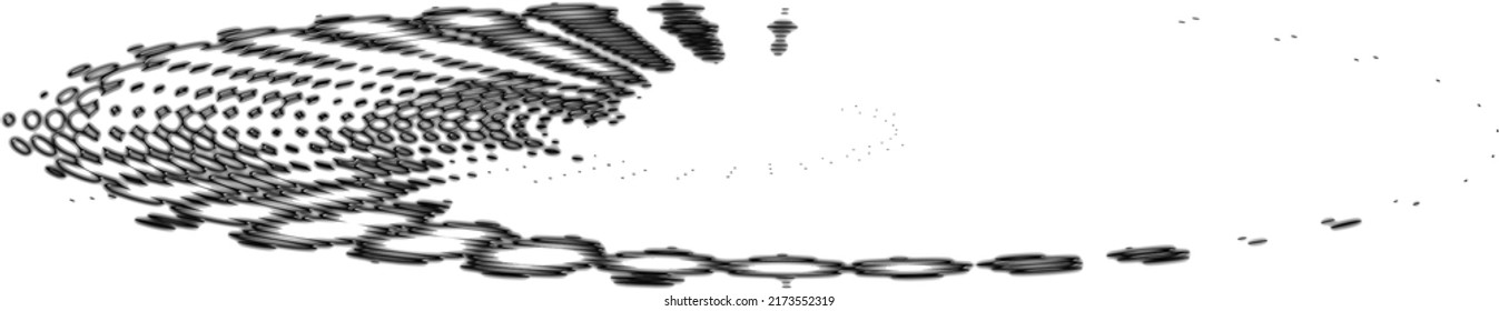 Pea bubbling funnel, curl. Melting edges of dots or peas. Vector.