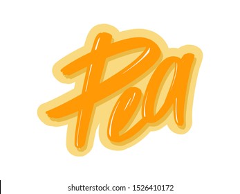 Pea cartoon lettering text. Vector illustration for print and advertising