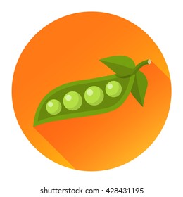 pea flat design icon isolated on a circle with shadow