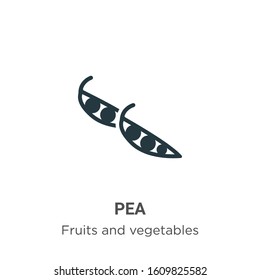 Pea glyph icon vector on white background. Flat vector pea icon symbol sign from modern fruits and vegetables collection for mobile concept and web apps design.