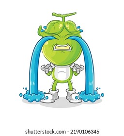 the pea head crying illustration. character vector