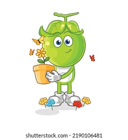 the pea head with a flower pot. character vector