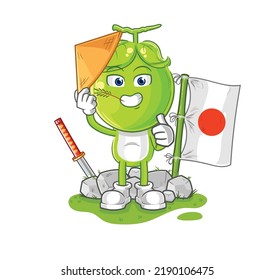 the pea head japanese vector. cartoon character