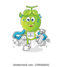 the pea head runner character. cartoon mascot vector