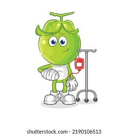 the pea head sick in IV illustration. character vector