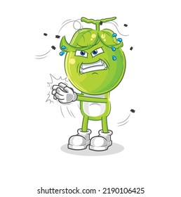 the pea head swat fly character. cartoon mascot vector