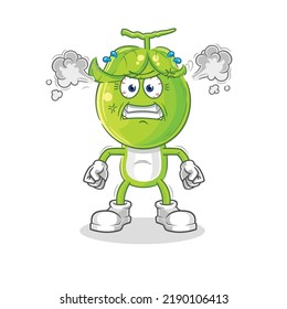 the pea head very angry mascot. cartoon vector
