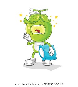 the pea head yawn character. cartoon mascot vector