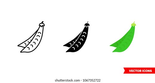 Pea icon of 3 types: color, black and white, outline. Isolated vector sign symbol.