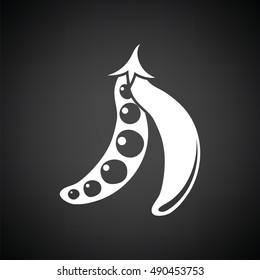 Pea icon. Black background with white. Vector illustration.