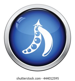 Pea icon. Glossy button design. Vector illustration.