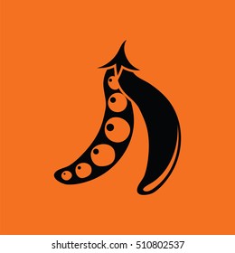 Pea icon. Orange background with black. Vector illustration.
