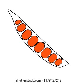 Pea Icon. Thin Line With Orange Fill Design. Vector Illustration.