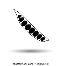 Pea icon. White background with shadow design. Vector illustration.