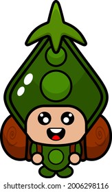 Pea mascot costume cartoon character vector carrying a camping bag